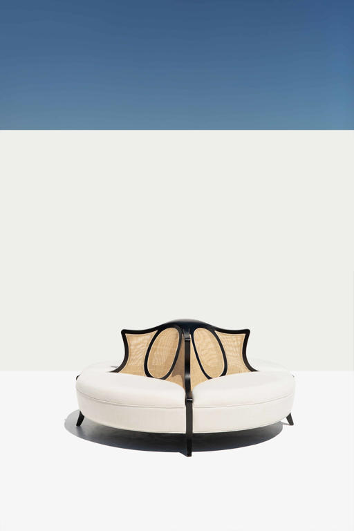 Fields 360° Black Wood Linen Sofa