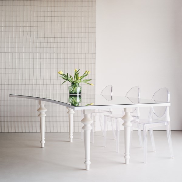 Serpentine White Dining Table
