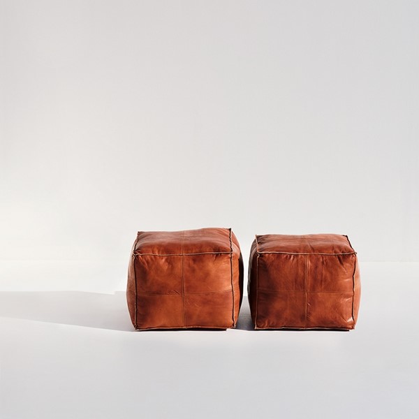 106 | Jakaria Leather Brown Ottoman