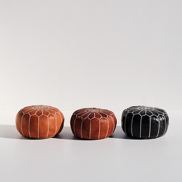 28 | Jakaria Leather Brown & Black Ottoman