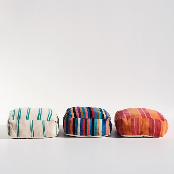 110 | Tunis Green, Multi &Orange Ottoman