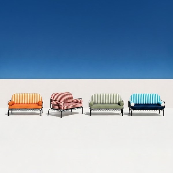 Positano Black Multicolor Fer Forge Sofa