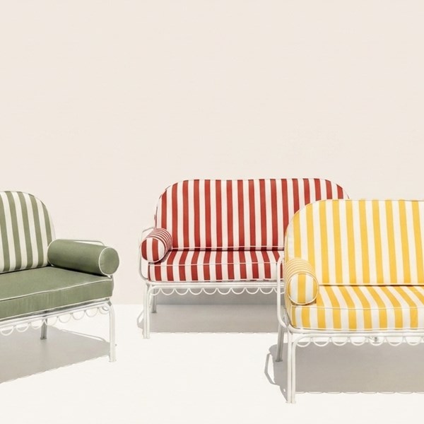 Positano White Multicolor Fer Forge Sofa