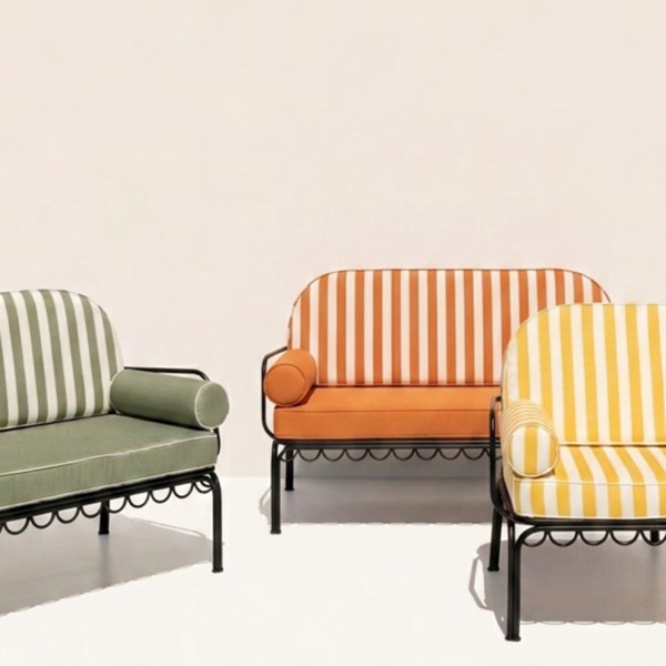 Positano Black Multicolor Fer Forge Sofa