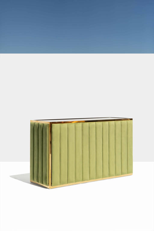 Mirage Metallic Gold Bar in Olive Green Velvet