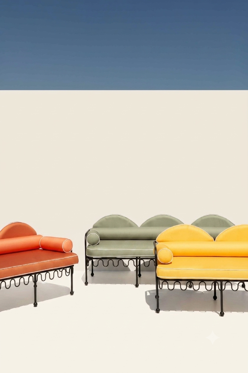 Amalfi Black Multicolor Fer Forge Sofa