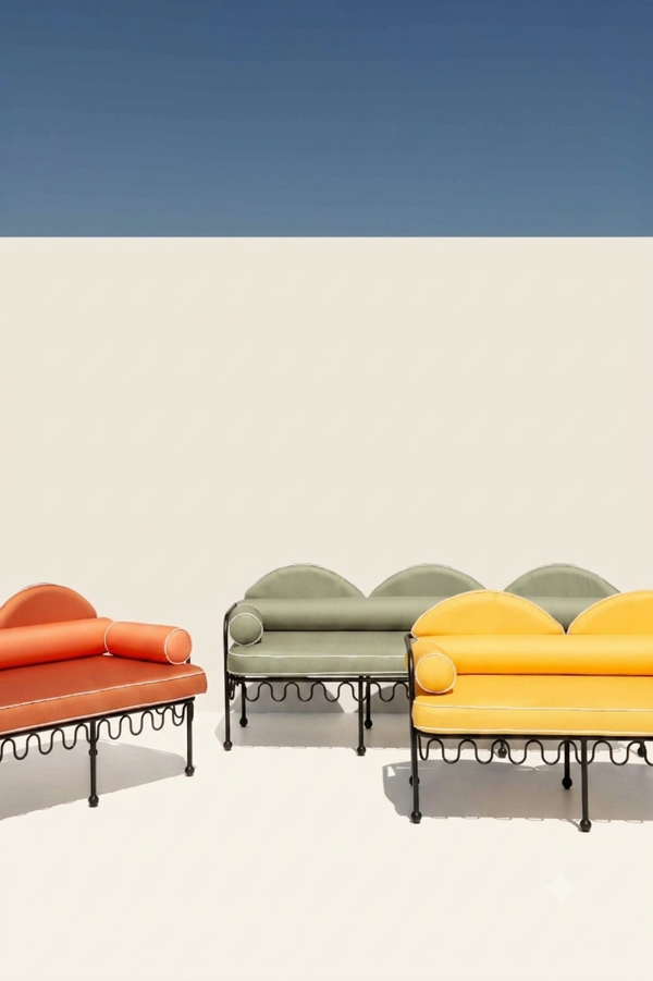 Amalfi Black Multicolor Fer Forge Sofa
