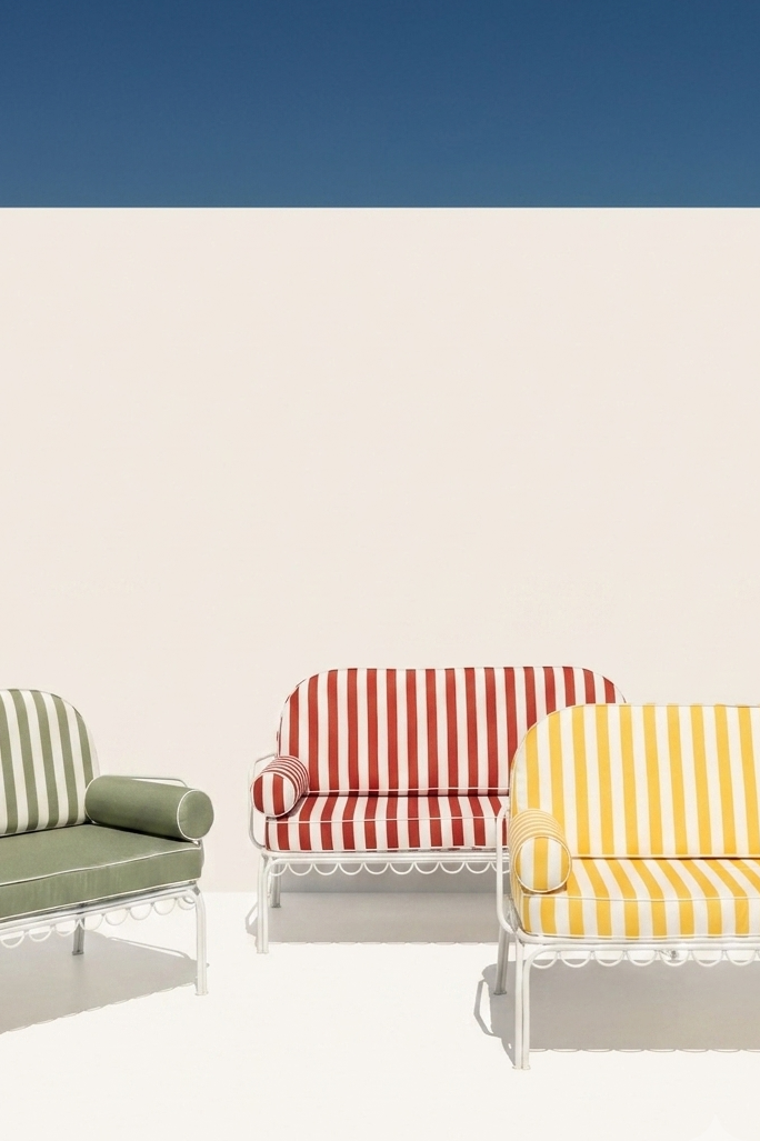 Positano White Multicolor Fer Forge Sofa