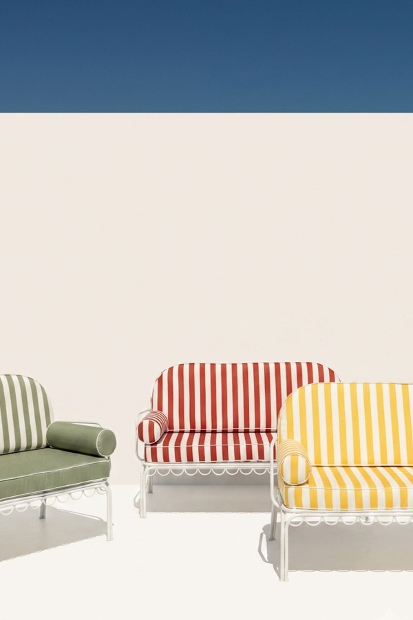 Positano White Multicolor Fer Forge Sofa